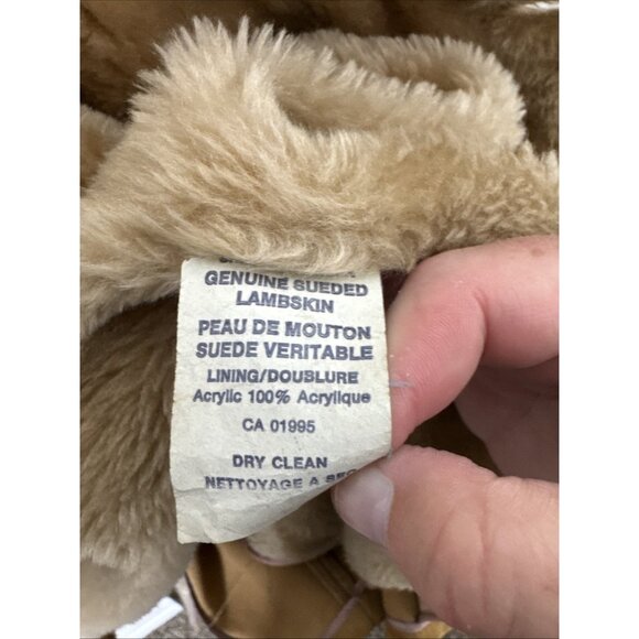 Vintage Mac Mor Suede Shearling Coat Tan Lambskin Western Men L Dmg - Picture 9 of 10